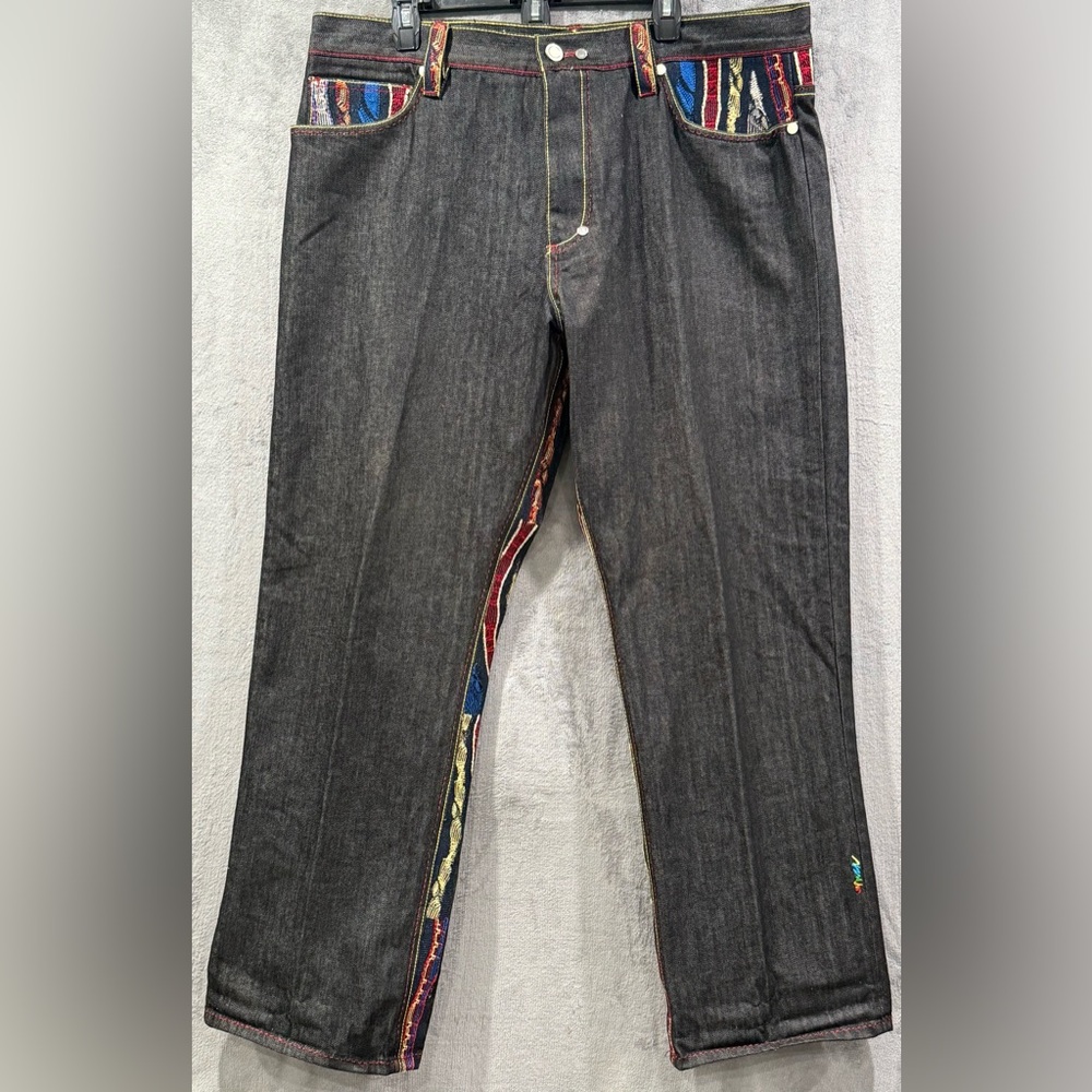 VTG Coogi Jeans Mens 40x34 Black Denim Embroidered Leg Wide Baggy Y2K 90s Skate